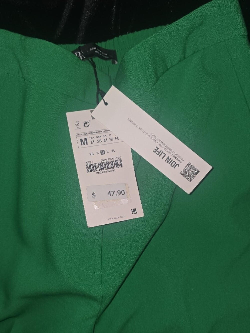 Zara NWT Emerald Green Wide-Leg Trousers - Picture 2 of 4